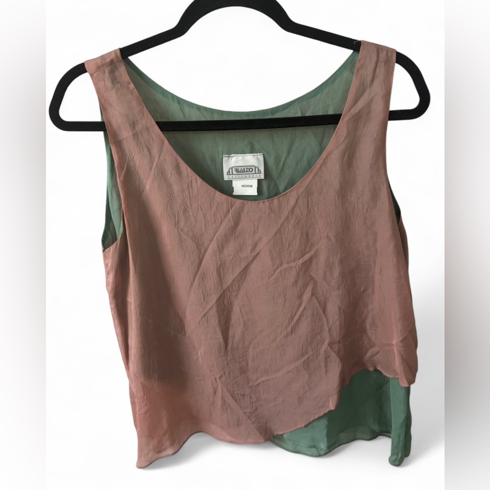 Rialto Two-Tone Pink and Green Tank Top
